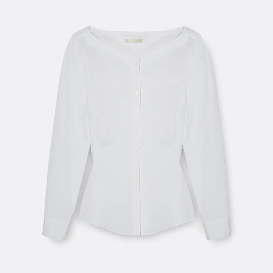 A LINE Ballerina Neck-Shoulder Detail Shirt>Woman Blouses & Shirts