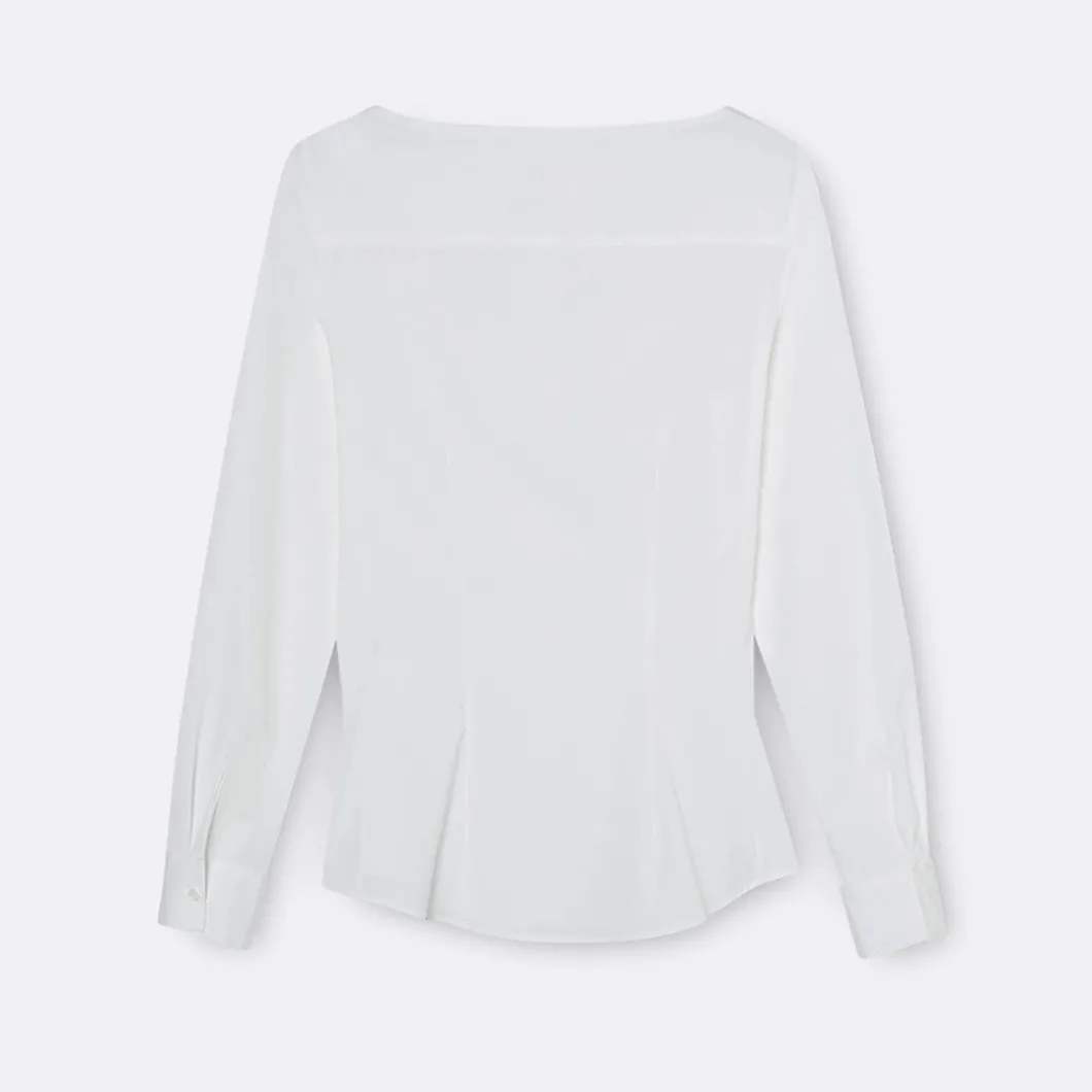 A LINE Ballerina Neck-Shoulder Detail Shirt>Woman Blouses & Shirts