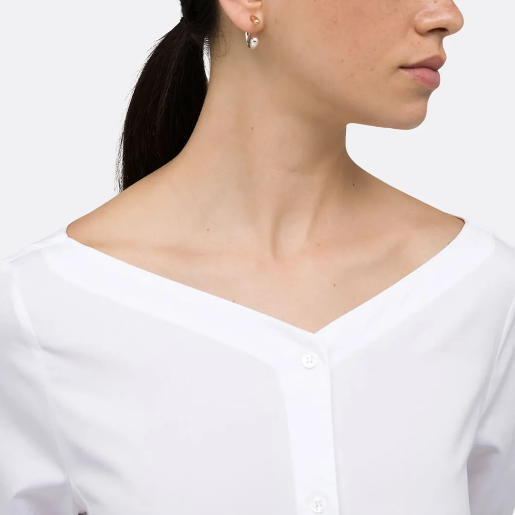 A LINE Ballerina Neck-Shoulder Detail Shirt>Woman Blouses & Shirts