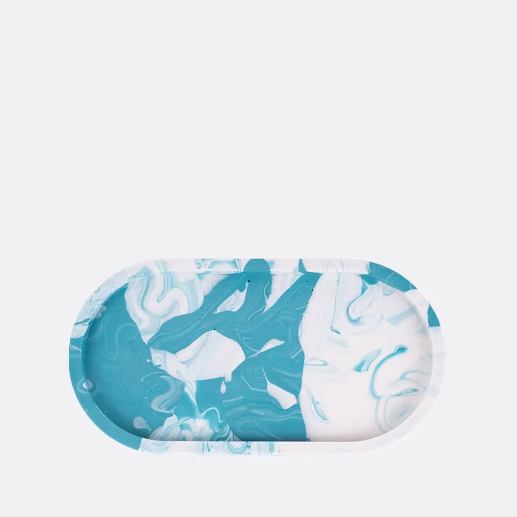 Crida Blue Lagoon Oval Tray>Man Home Accessories