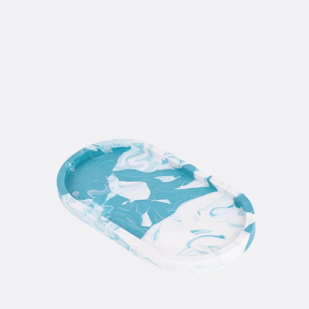 Crida Blue Lagoon Oval Tray>Man Home Accessories