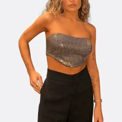 Guaja Golden Sequins Corset>Woman Tops & T-Shirts