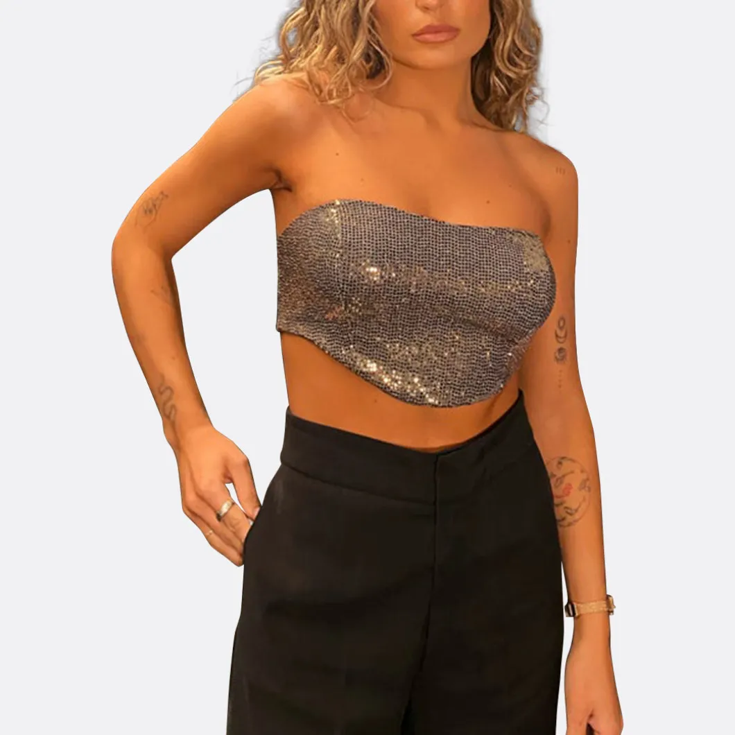 Guaja Golden Sequins Corset>Woman Tops & T-Shirts