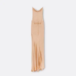 A LINE Halter Open-Back Silk Dress>Woman Dresses & Jumpsuits