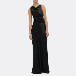A LINE Halter Open-Back Silk Dress><noscript><img width=
