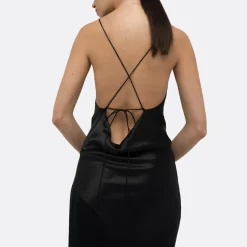 A LINE Halter Open-Back Silk Dress><noscript><img width=