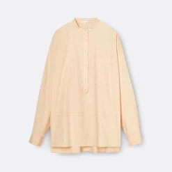 A LINE Mandarim-Style Collar Shirt>Woman Blouses & Shirts