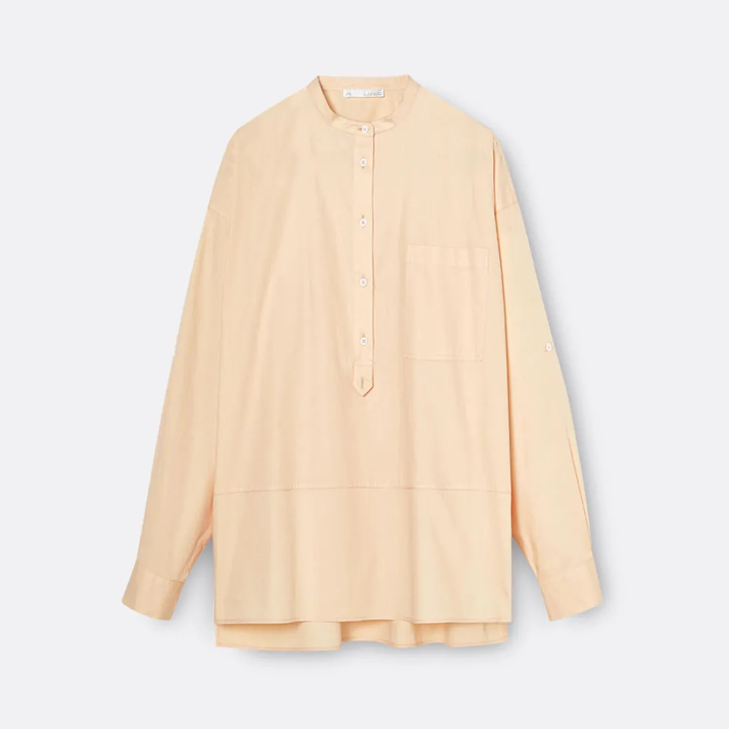 A LINE Mandarim-Style Collar Shirt>Woman Blouses & Shirts