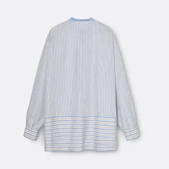 A LINE Mandarim-Style Collar Shirt>Woman Blouses & Shirts