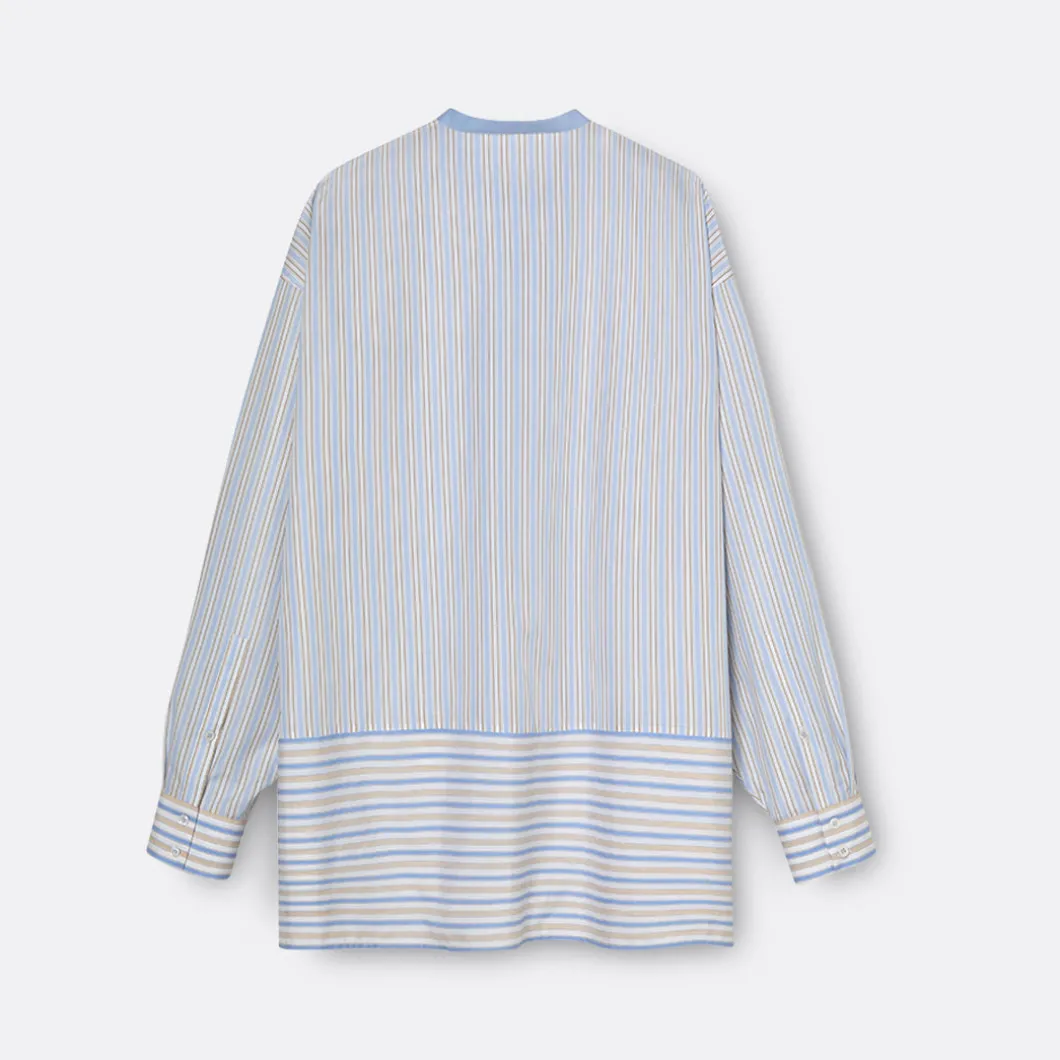A LINE Mandarim-Style Collar Shirt>Woman Blouses & Shirts