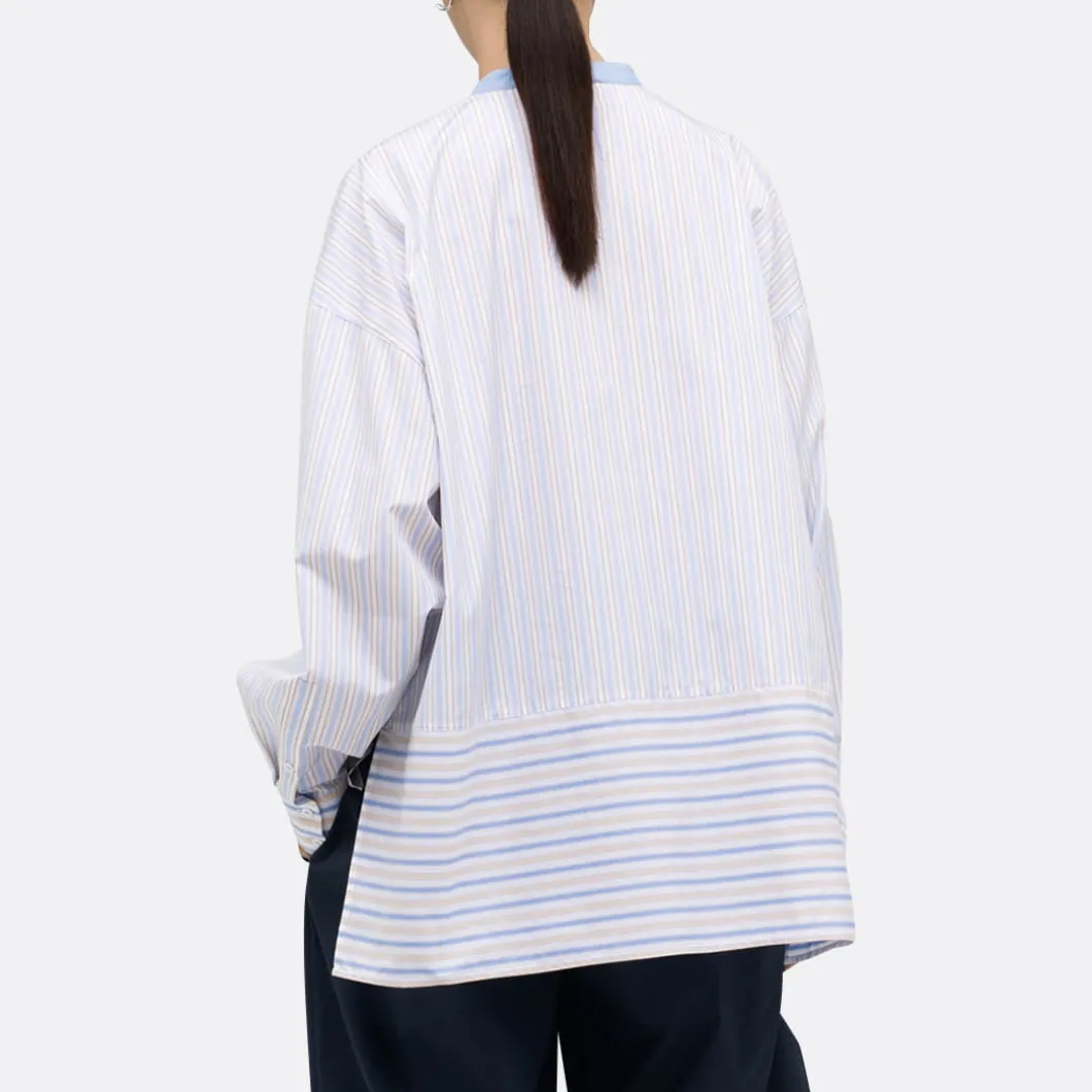 A LINE Mandarim-Style Collar Shirt>Woman Blouses & Shirts