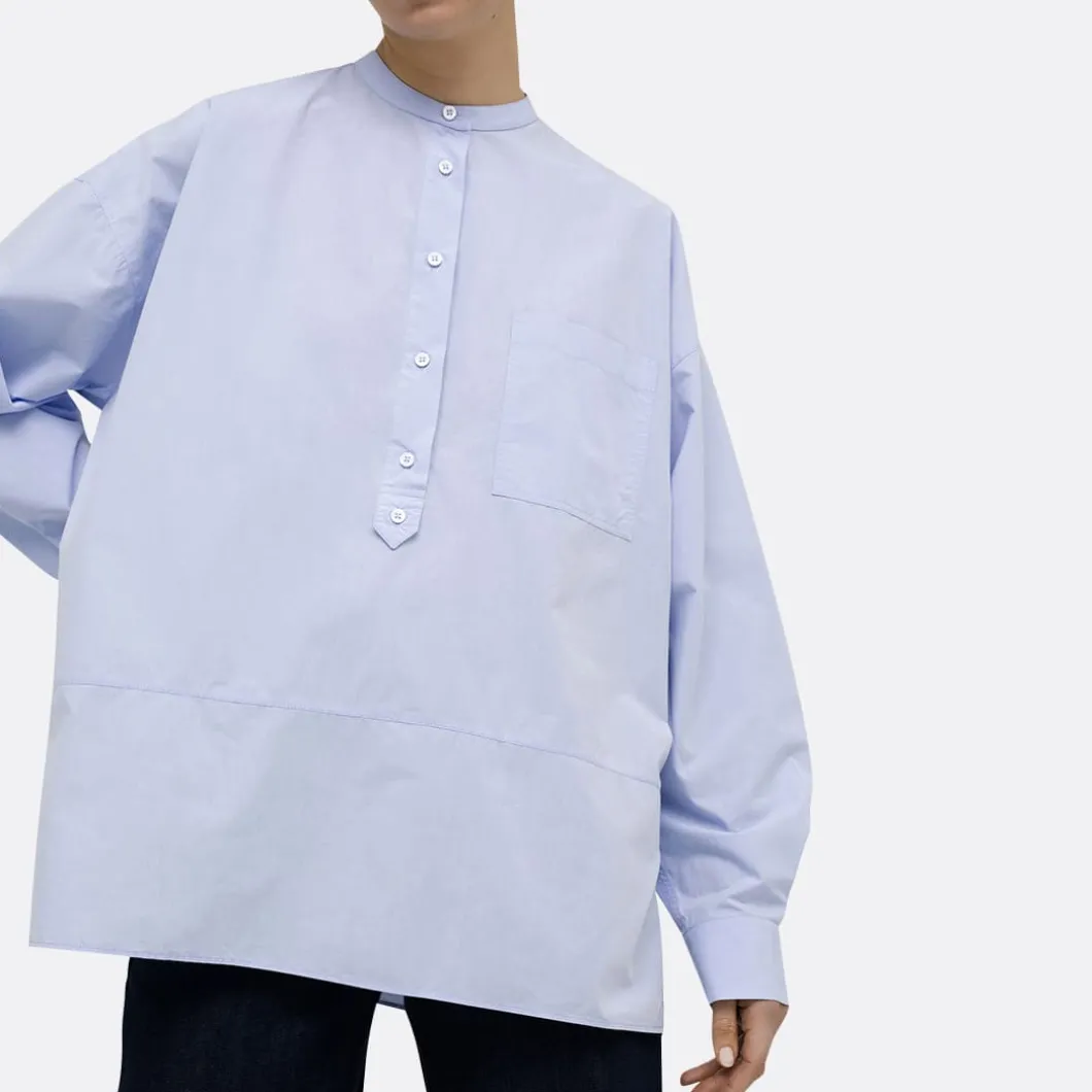 A LINE Mandarim-Style Collar Shirt>Woman Blouses & Shirts